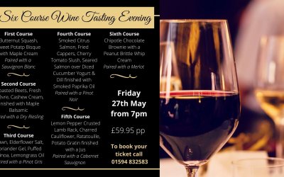 Wine tasting evening with six course dinner